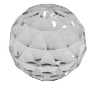 SMALL SWAROVSKI CRYSTAL ROUND FACETED SPARKLY PAPERWEIGHT COLLECTIBLE